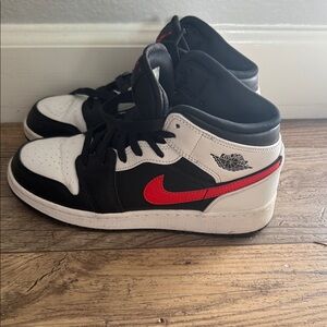 Nike Black and White High-Tops with Red Accents